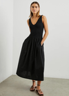 Rails Franca Dress. With an emphasis on effortless elegance, the Franca Dress combined a jersey cotton bodice with a poplin skirt for all-day comfort. Featuring a deep-v neckline and dropped waist to flatter your curves, as well as on-seam pockets for convenience, this midi-dress is a must for the modern woman on the go.