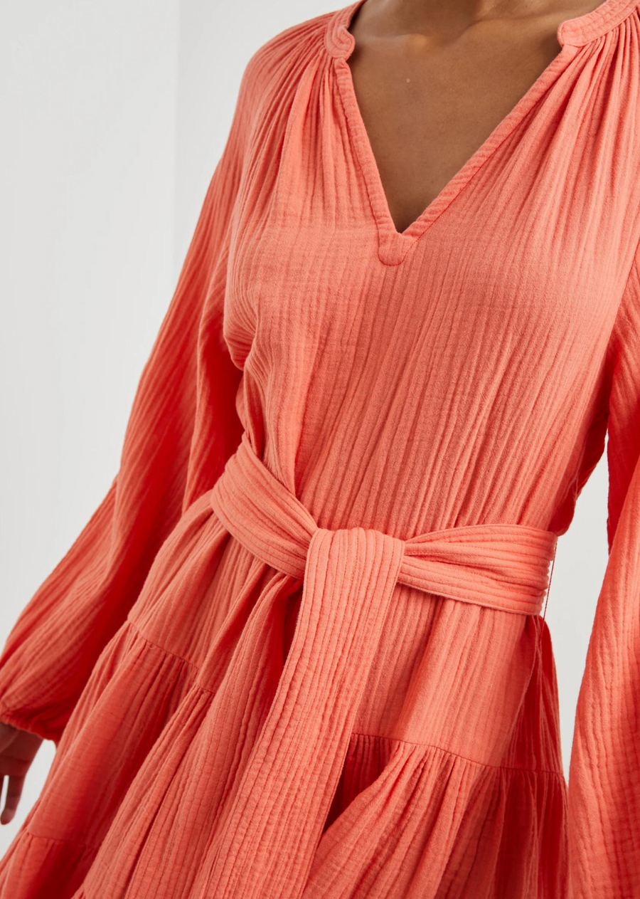 Rails Aureta Dress. Fall in love with the Aureta dress, available in a bright sherbet shade. This style is carefully crafted from heavy double gauze, making it a breezy and bold everyday choice.