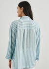 Rails Banks Top- Cambria Stripe. Yarn-dyed in Cambria stripe with a half-henley neckline, the Banks is a luxe linen shirt that goes from swimsuit cover-up to everyday wear.