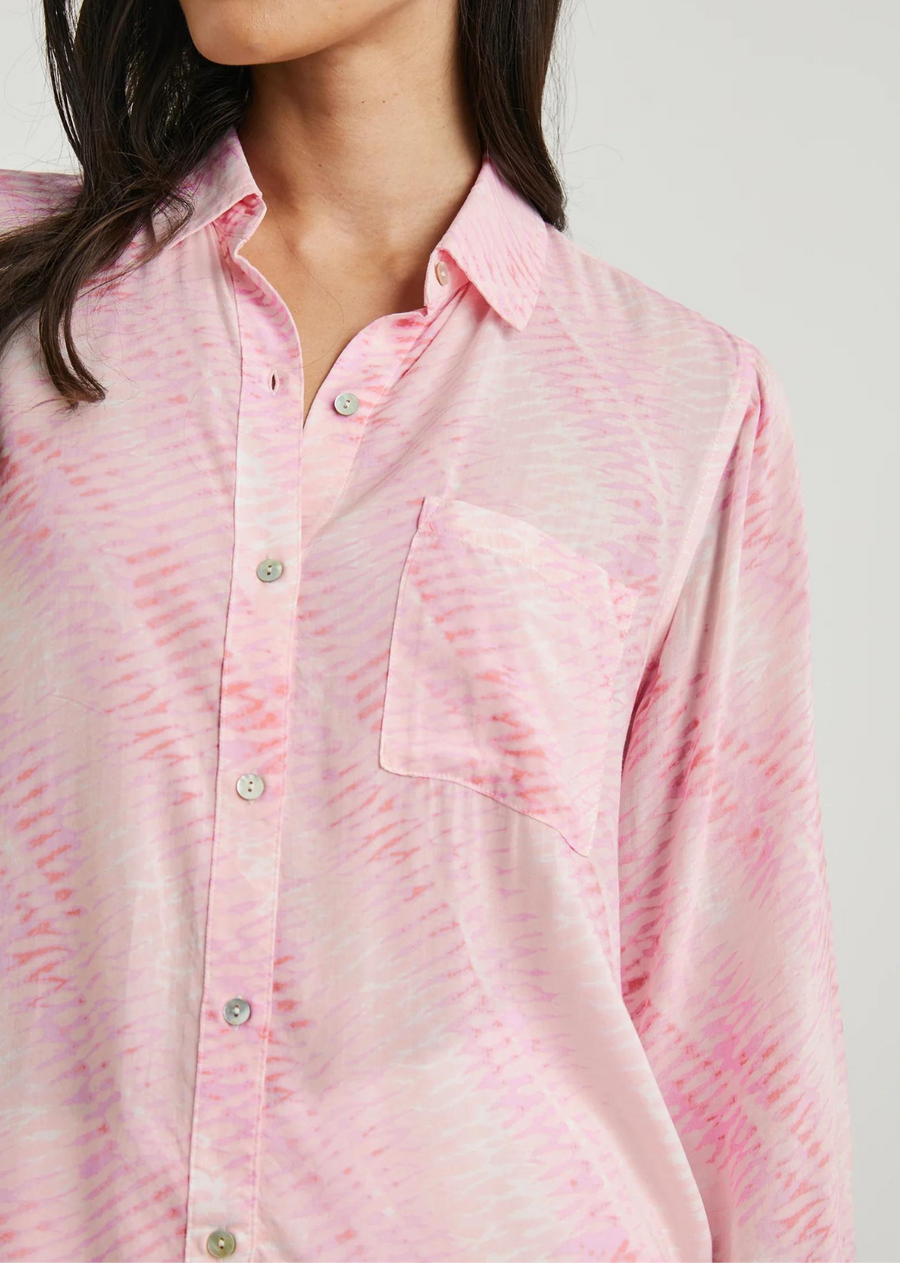 Rails Josephine Shirt- Rose Reef. Crafted from feather light rayon, the Josephine is designed to take your from work to weekend. Featuring a rose reef print, this button-down makes a statement while an airy cut keeps you cool in warmer weather. Leave open over a tank or tuck into your favorite Rails denim.