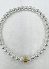 Sterling Silver Bracelet with 14k Gold Rondelle Bead