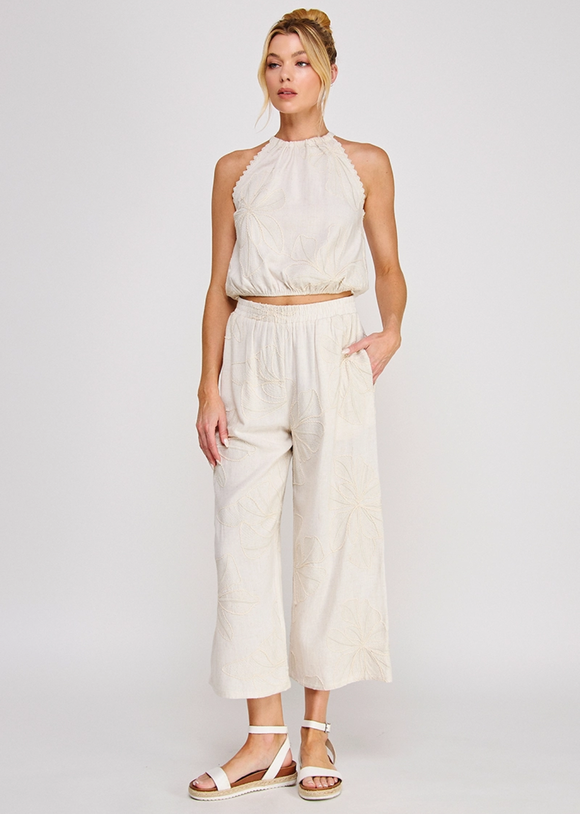 Sima Floral Pant - Natural
