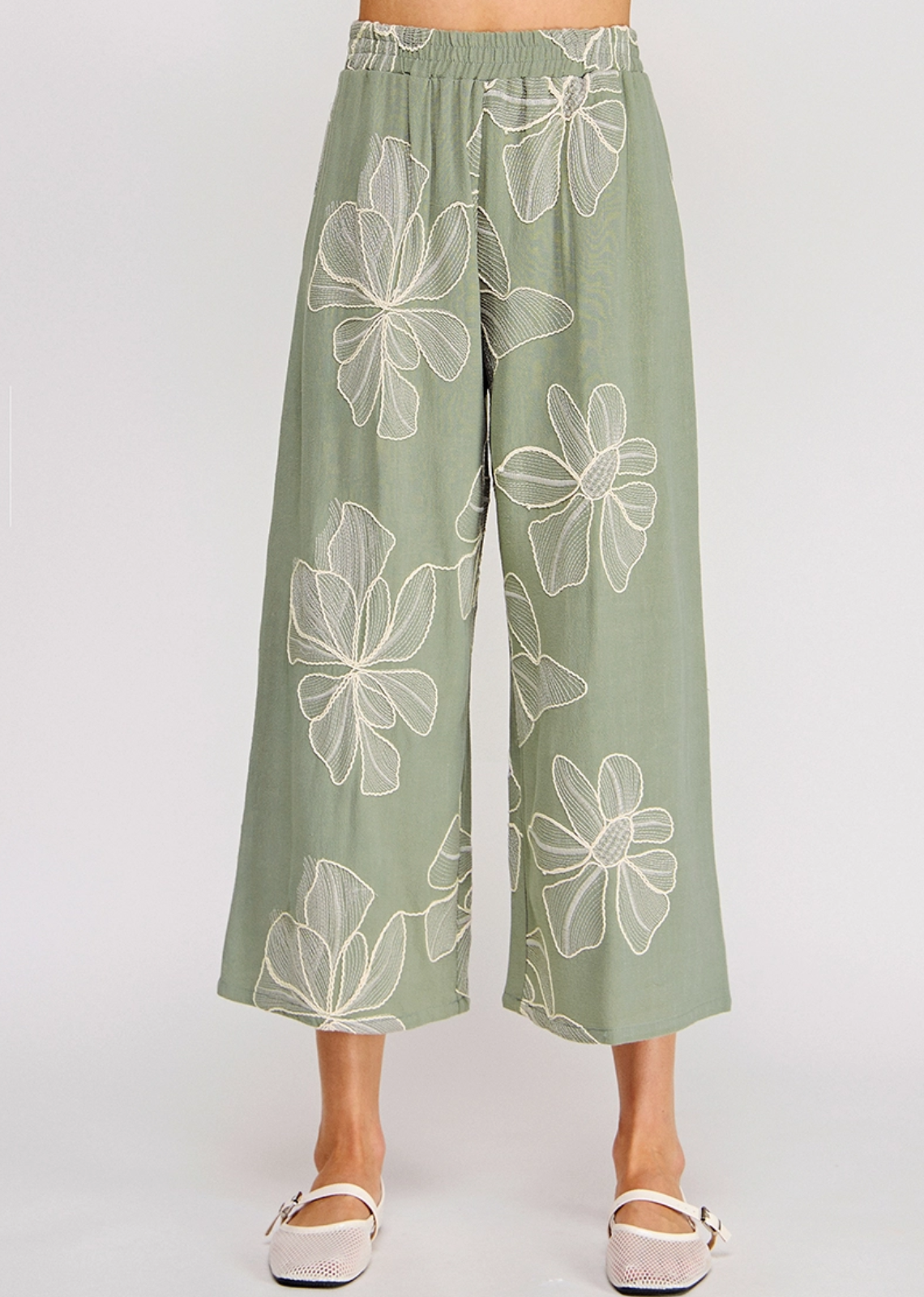 Sima Floral Pant - Sage