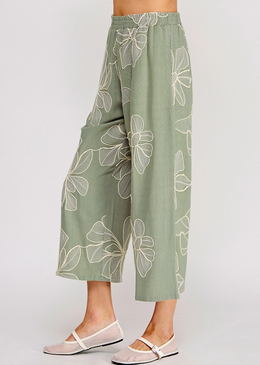 Sima Floral Pant - Sage