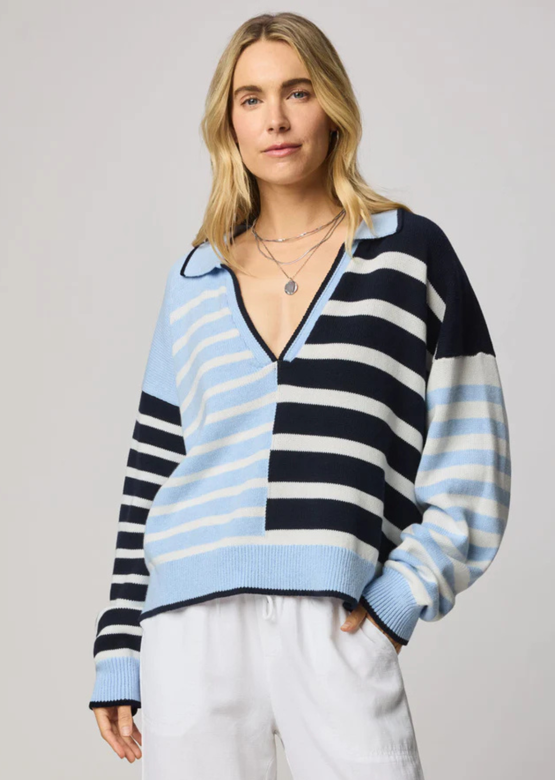 Splendid Arden Stripe Polo Sweater