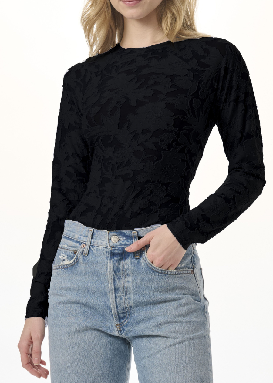 Splendid Cecelia Floral Long Sleeve Top - Black