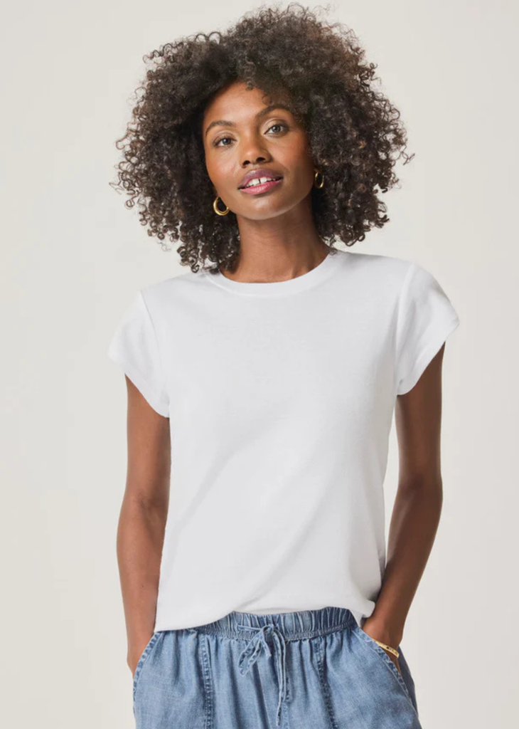 Splendid Faye Crewneck Tee In White - Denise Boutique