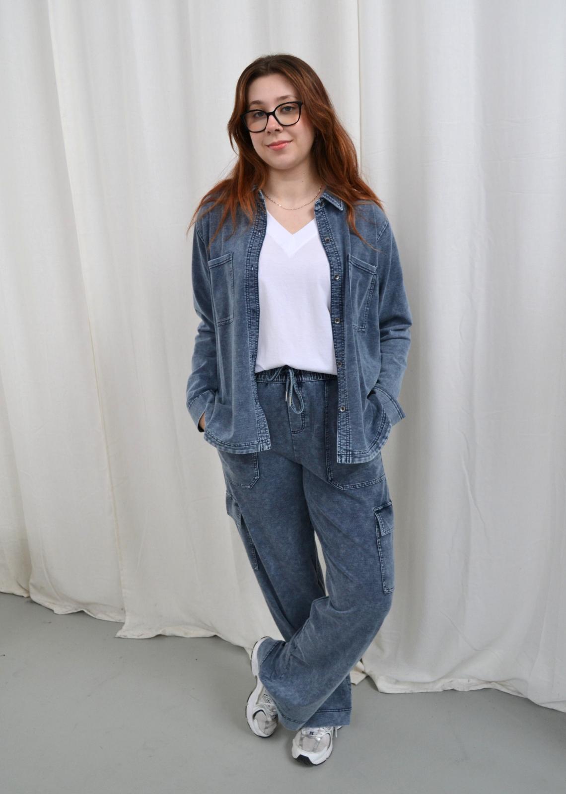 Splendid Gwen Indigo Terry Button Down