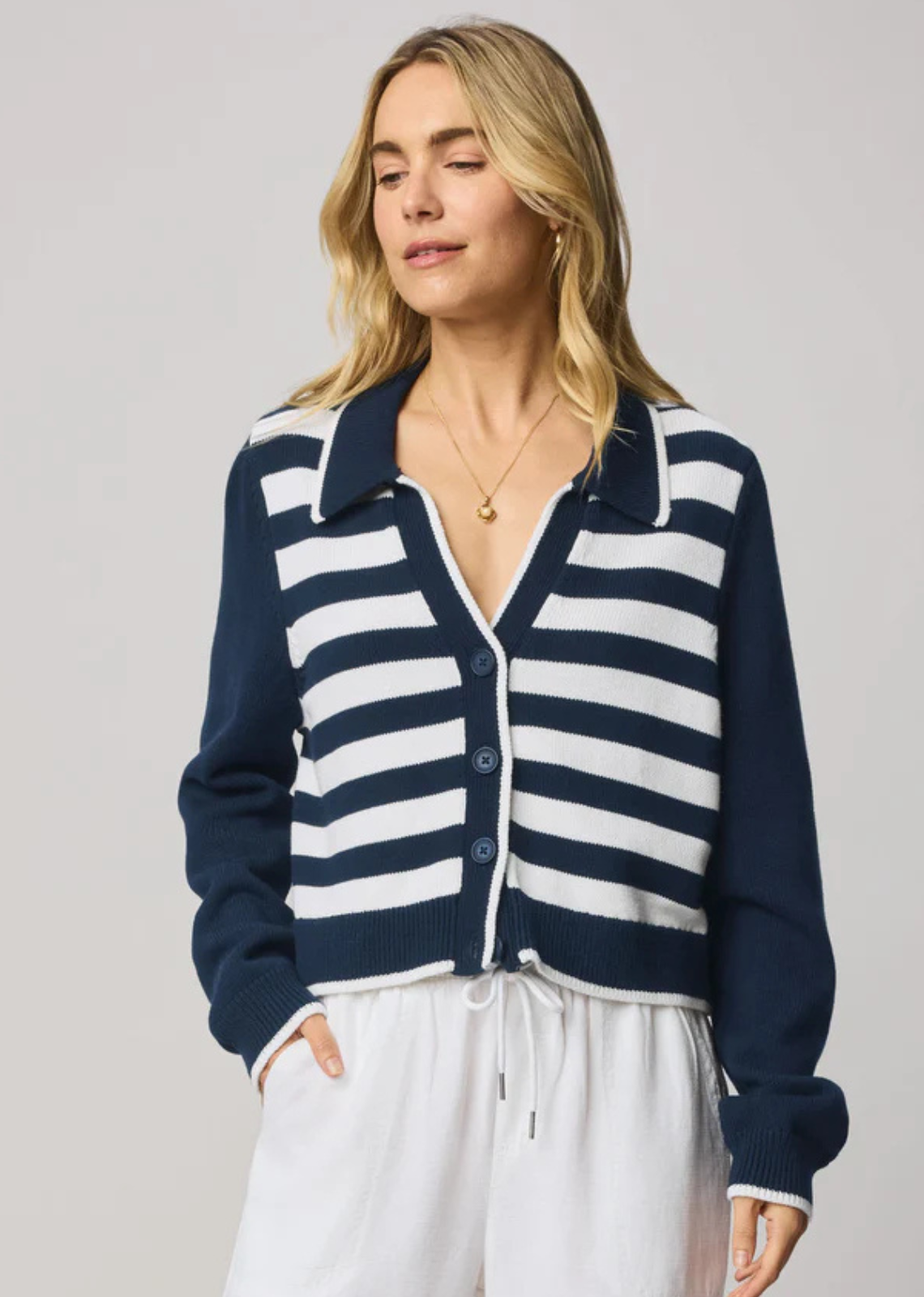 Splendid Nicolette Stripe Polo Sweater