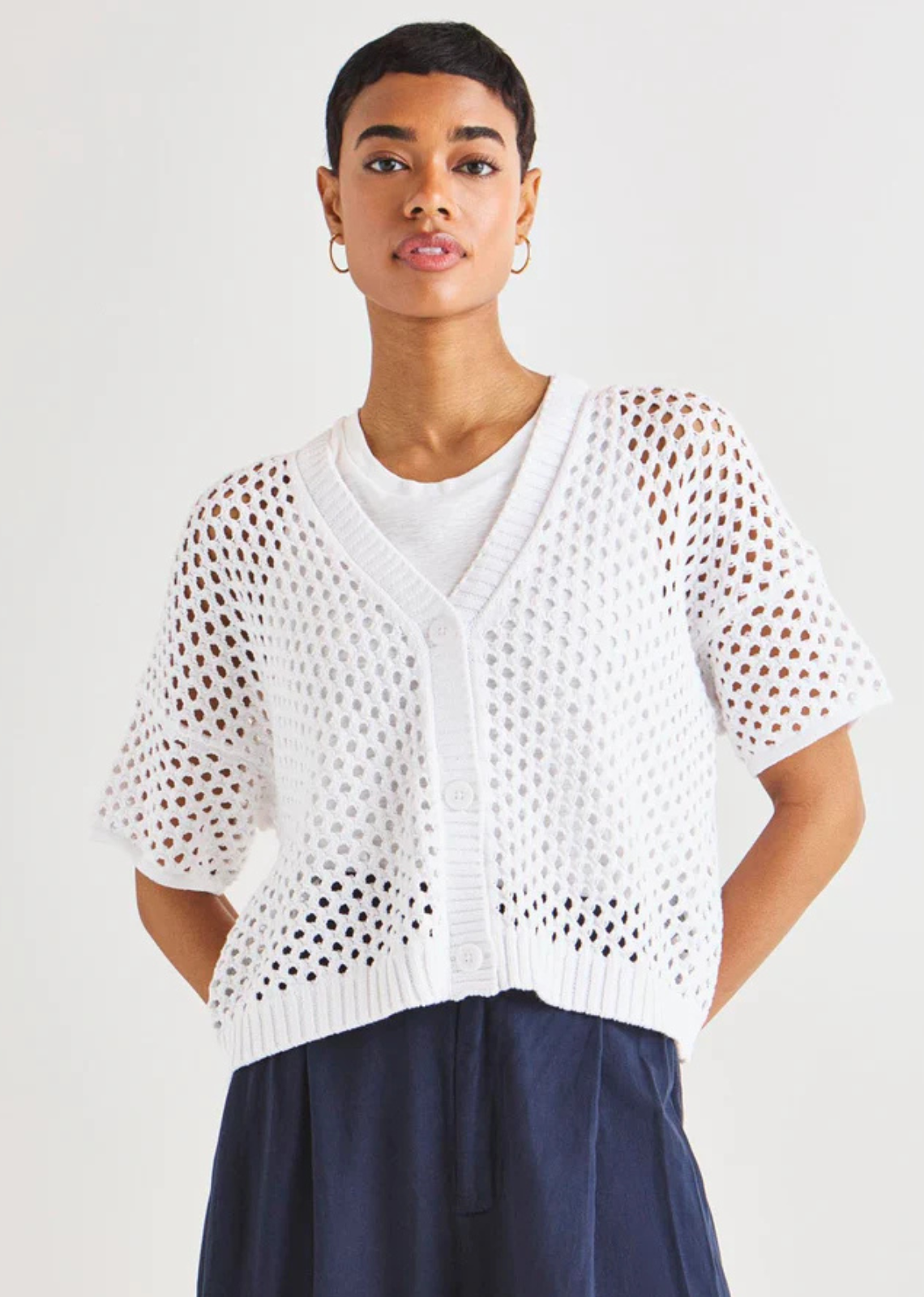 Splendid Nova Pointelle Short Sleeve Cardi