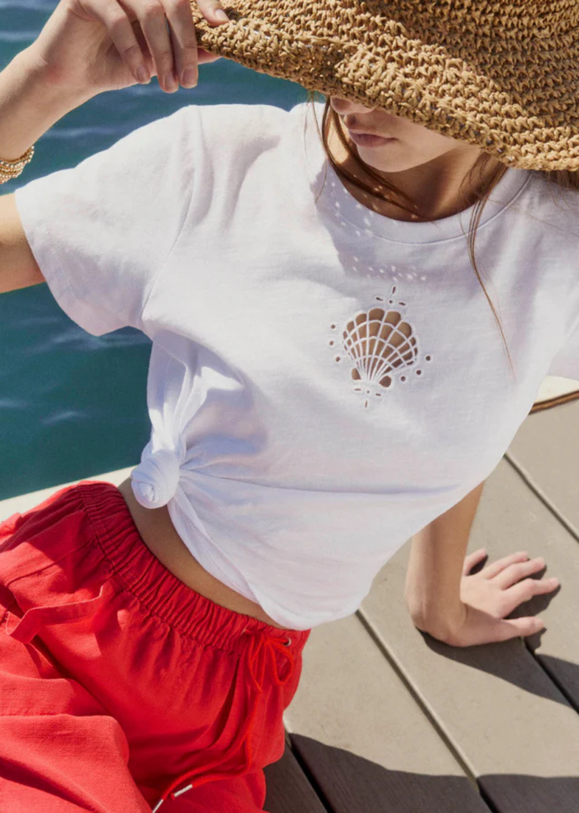 Splendid Seashell Embroidered Tee