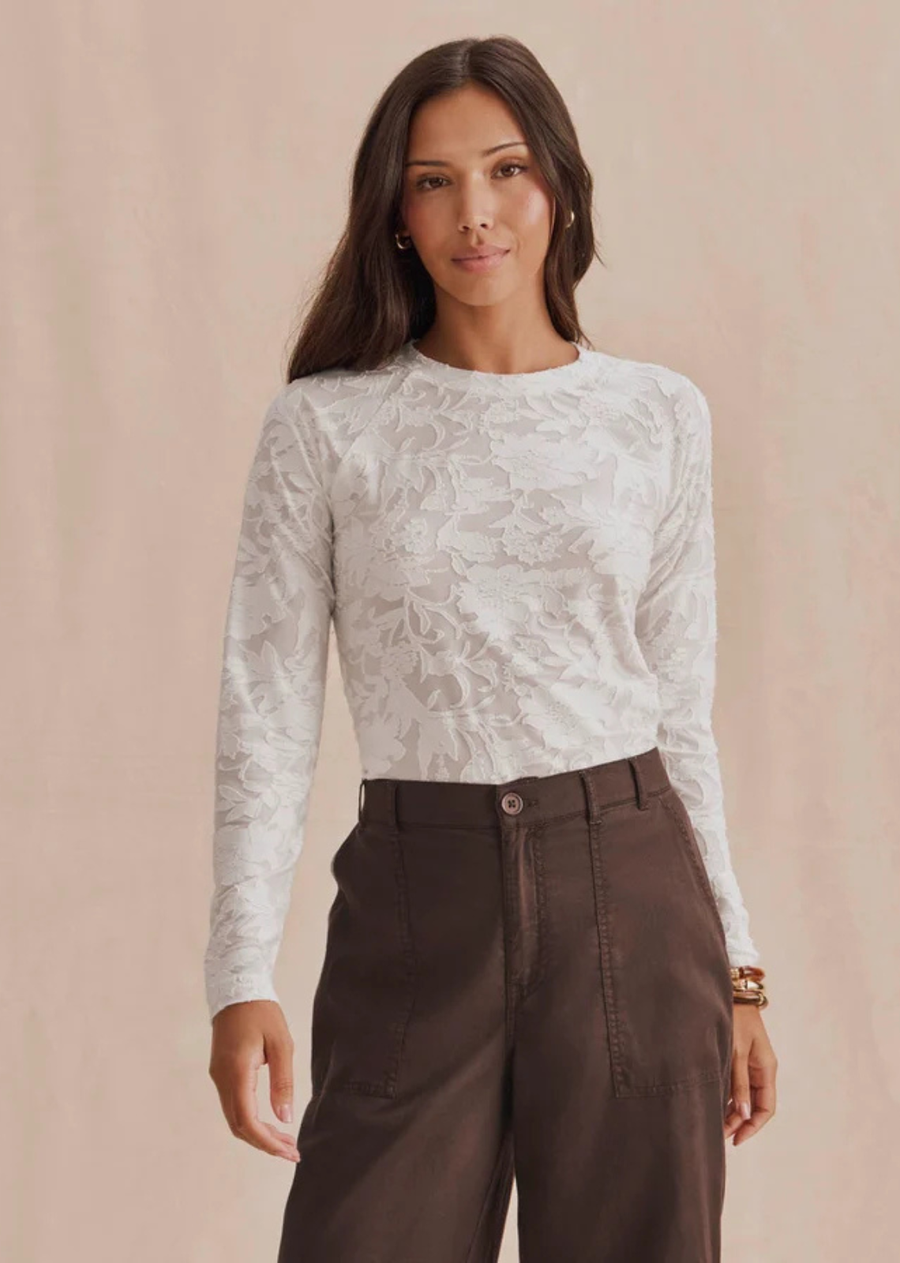 Splendid Cecelia Floral LS Tee - Shell