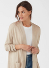 Splendid Retreat Cardi. Our Retreat Cardigan is worth celebrating! This upgraded version of an all-time classic is finished with an open front, a unique ribbed pattern on the lower half, and (woohoo!) pockets. Made from our luxurious Cashblend fabrication -- a lightweight, ultra soft cashmere blend with high twist fibers for long-lasting durability. It's the perfect combination of luxury and comfort.