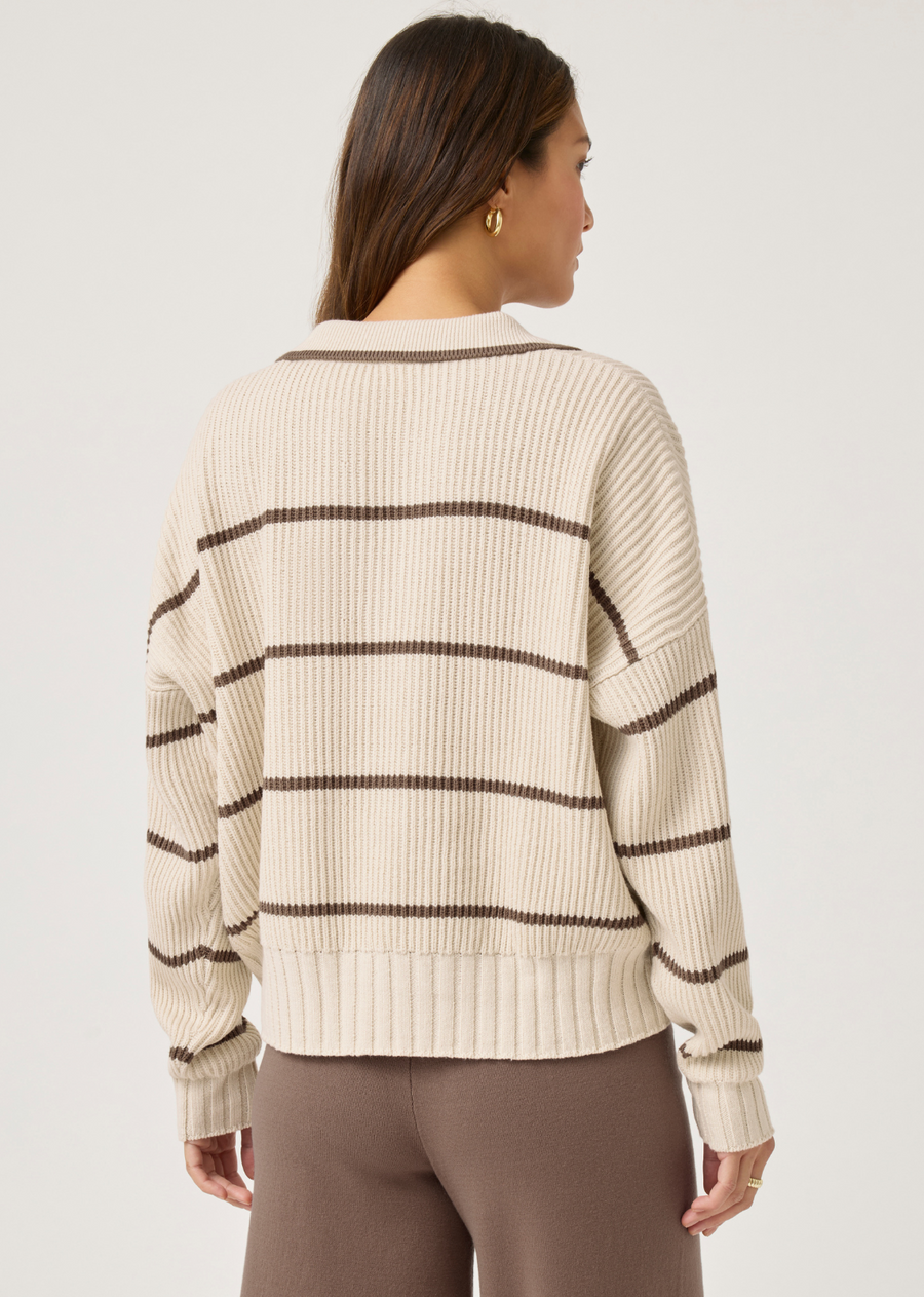 Splendid X CJ Striped Polo Sweater