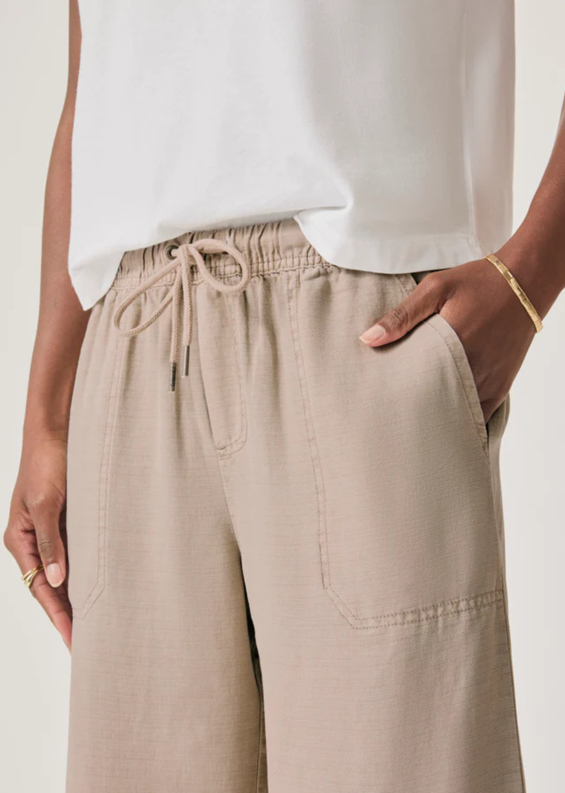 Splendid Angie Crop Wide Leg Pant - Fawn