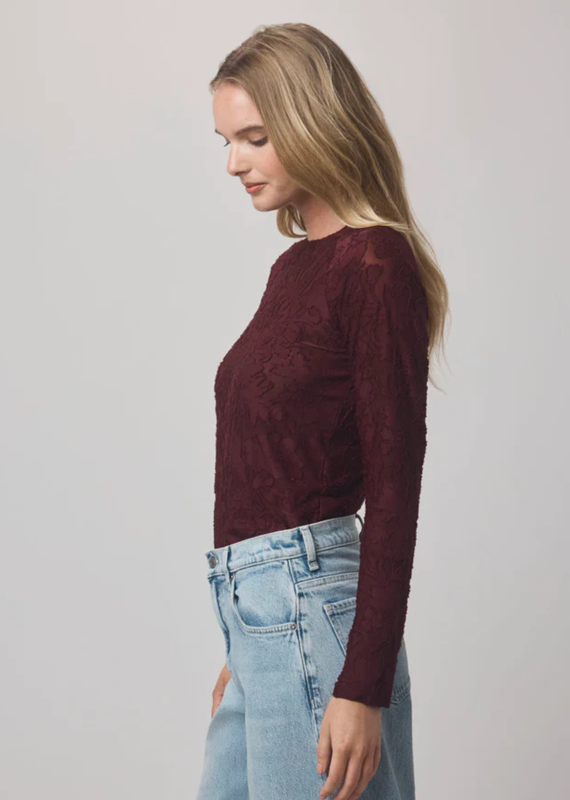 Splendid Cecelia Floral Long Sleeve Top - Rosewood