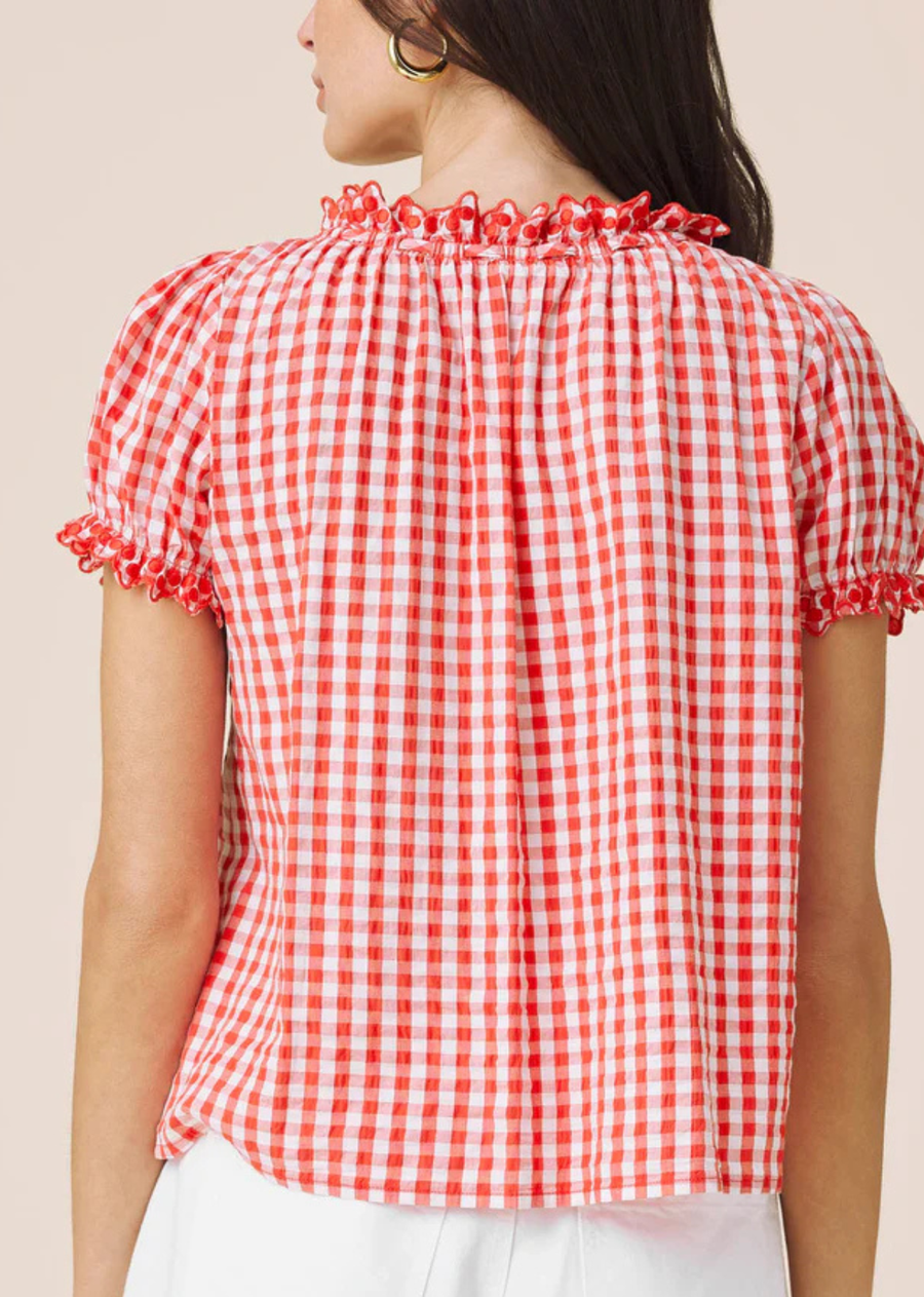 Splendid Gigi Gingham Puff Sleeve Top