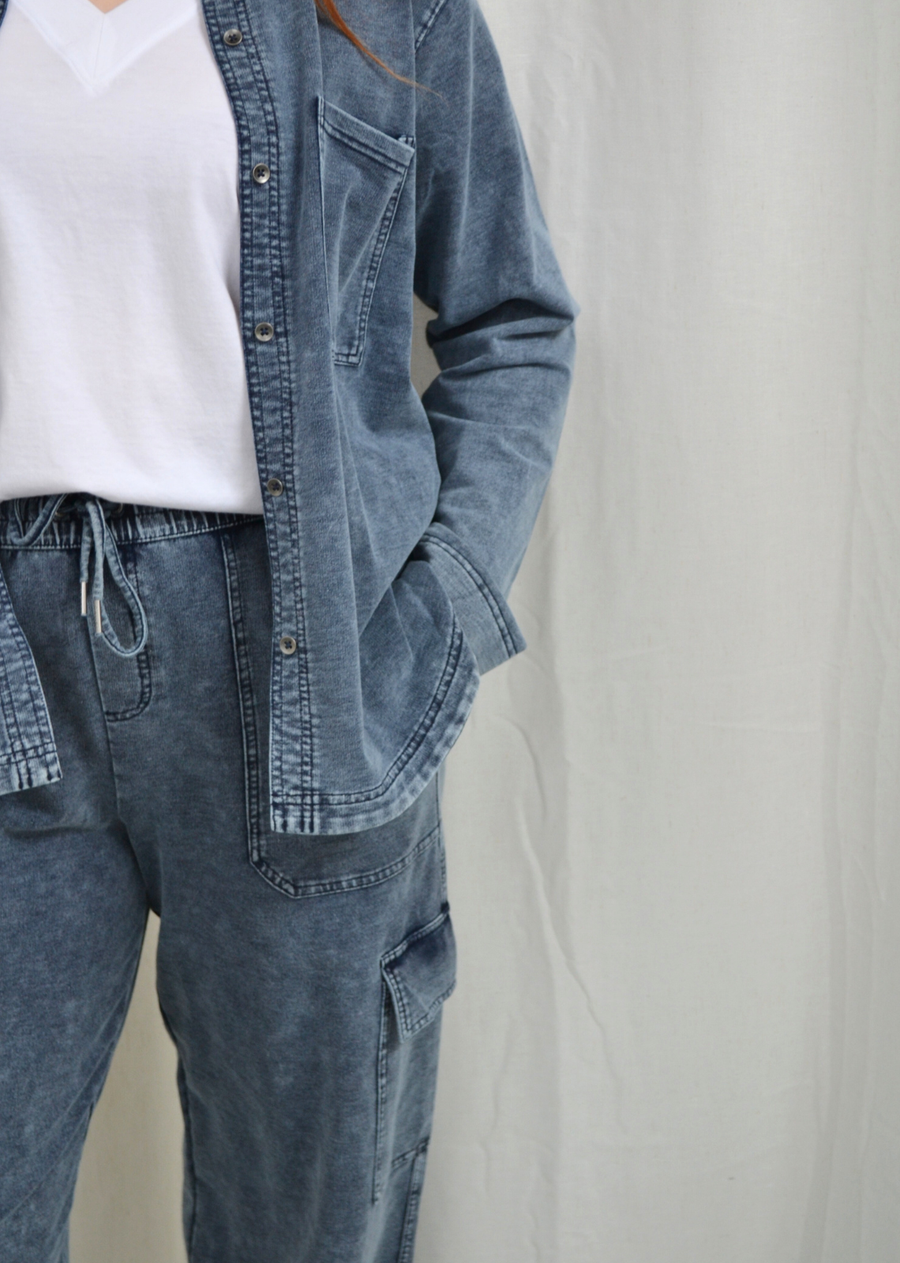 Splendid Gwen Indigo Terry Button Down