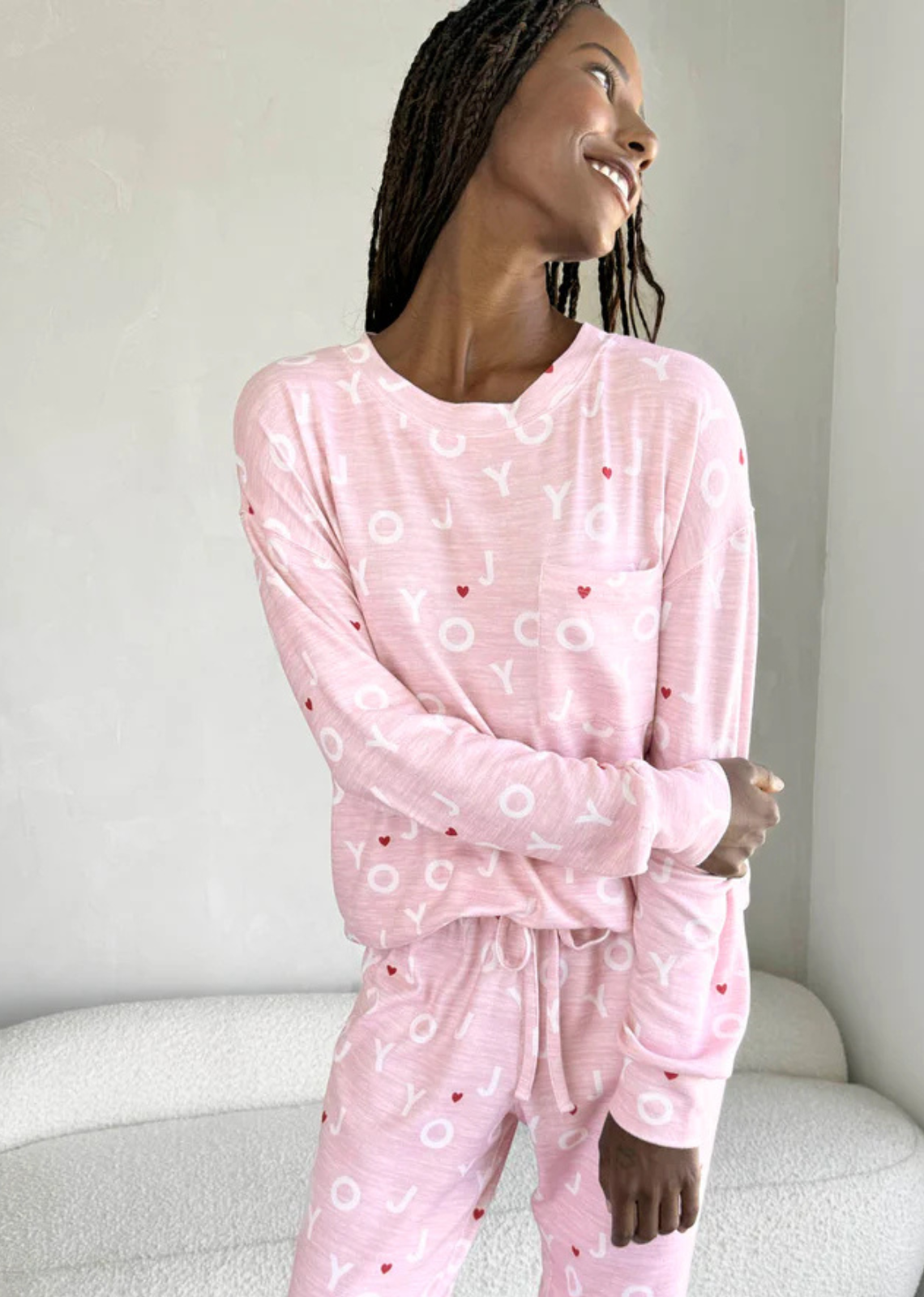 Soft pink pajama set sale