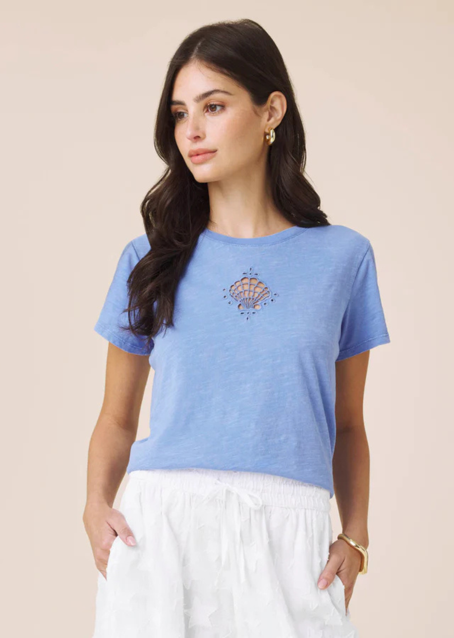 Splendid Seashell Embroidered Tee