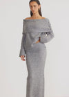 SNDYS The Label Brooks Off Shoulder Jumper- Grey Melange