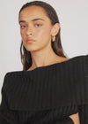 SNDYS The Label Brooks Off Shoulder Jumper- Black