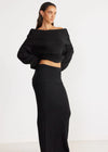 SNDYS The Label Brooks Off Shoulder Jumper- Black