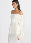 SNDYS The Label Brooks Off Shoulder Jumper- French Vanilla