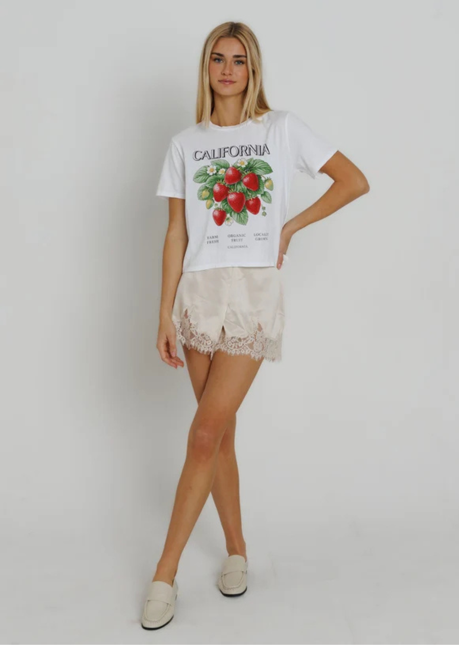 The California Strawberry Everyday Tee is sweet, sunny, and inspired by farm fresh days along the coast. With a nostalgic farmers market feel, it’s made for warm mornings, roadside fruit stands, and afternoons spent soaking up the California sunshine.