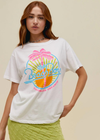 DayDreamer LA The Beach Boys California Dreamin BF Tee. Coastal culture and California sound, cue The Beach Boys. The sentiment of all things Beach Boys is featured in a sun and palm tree neon graphic accented in puff ink. Stamped with the boys’ song ‘California Dreamin,’” consider this your ticket to a sundrenched and laid back SoCal experience.