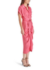 Steve Madden Tori Dress- Fruit Punch.The TORI dress&nbsp;features tailored details like a collared neck and rolled sleeves, finished with a gathered front for a high-low hem effect.