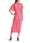 Steve Madden Tori Dress- Fruit Punch.The TORI dress&nbsp;features tailored details like a collared neck and rolled sleeves, finished with a gathered front for a high-low hem effect.