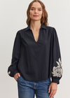 Velvet Martine Two Tone Embroidery Top