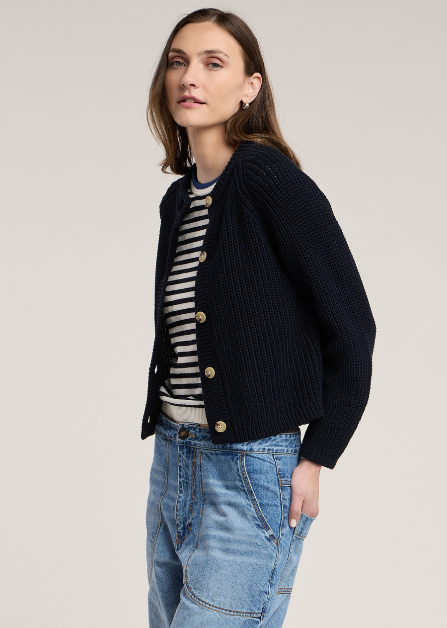 Velvet Lisabeth Chunky Pima Cotton Sweater - Navy