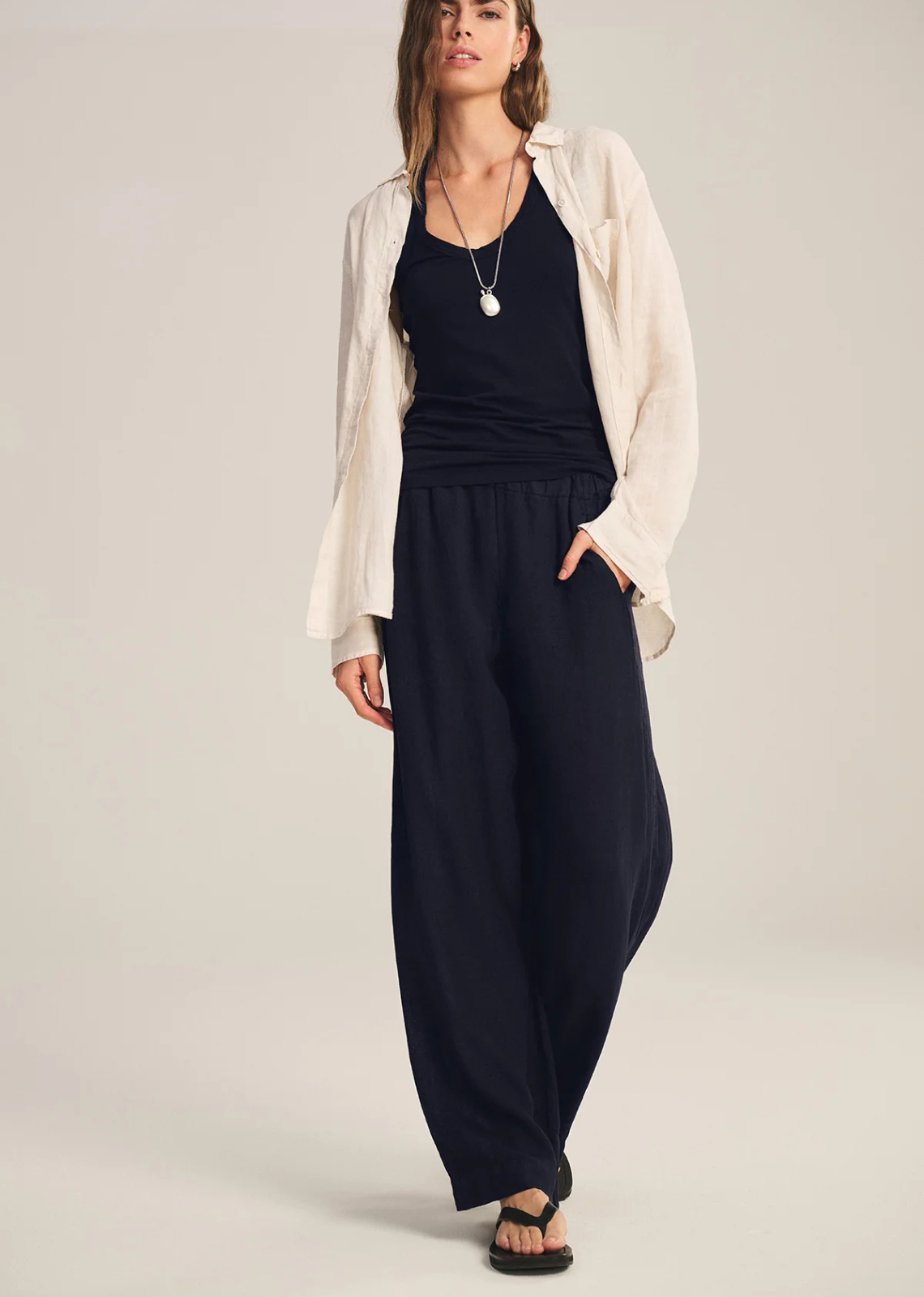 Velvet Lola Linen Pant - Shadow