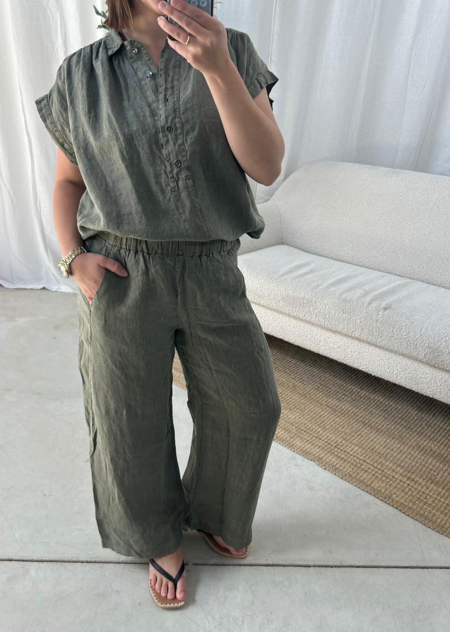 Velvet Lola Linen Pants - Elm