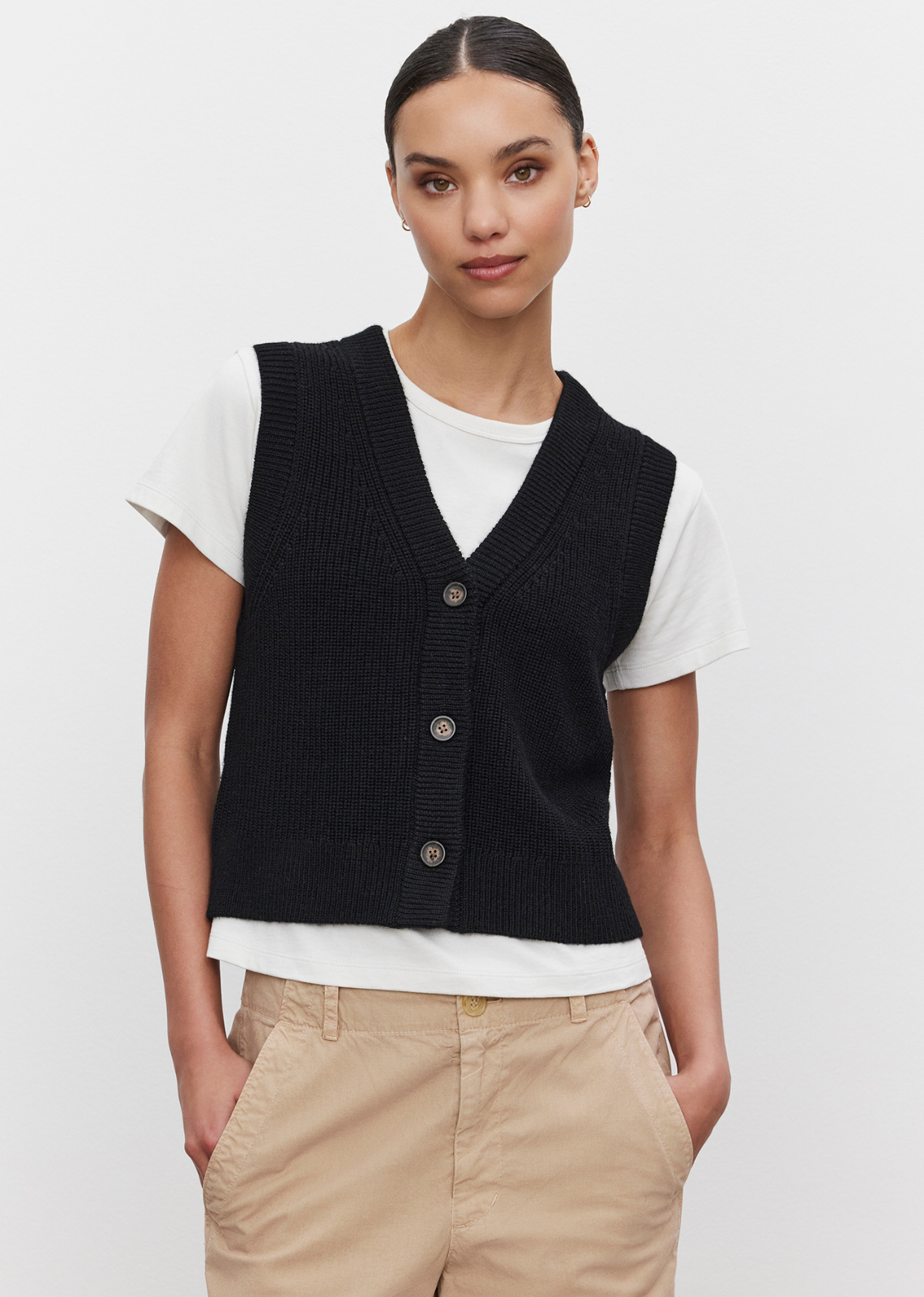 Black cardigan vest discount
