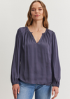 Velvet Riona Satin Viscose Button Top