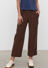 Velvet Vera Cotton Corduroy Cropped Pant. Featuring a pinwale corduroy (this is the skinniest, least bulky type) these casual trousers are fab. With a cropped, wide leg and utility details like patch pockets on the front and rear, these bottoms have a slightly higher rise that hits at the natural waist. A flattering silhouette that is equally chic.