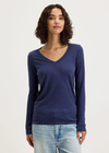 Velvet Originals Blaire V-Neck LS Top - Bluechip