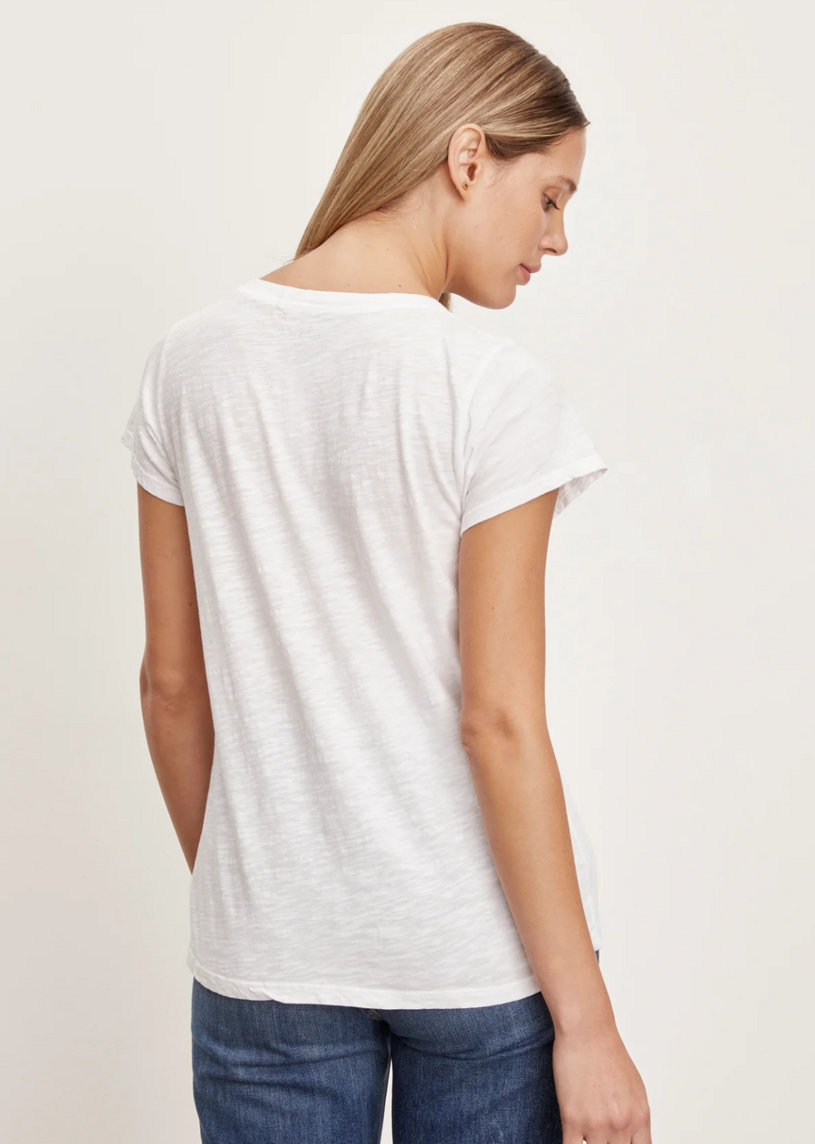 Velvet Originals Jilian V-Neck Tee - White