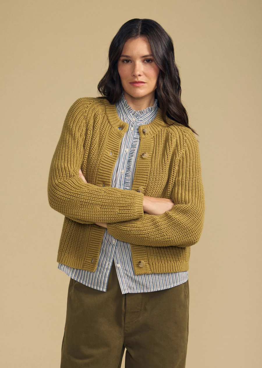 Knit from plush Pima cotton, this chunky, slightly cropped cardigan is the perfect transitional layer. Featuring a five-button front and just the right amount of structure, it's easy to throw on over dresses, tees, and everything in between.