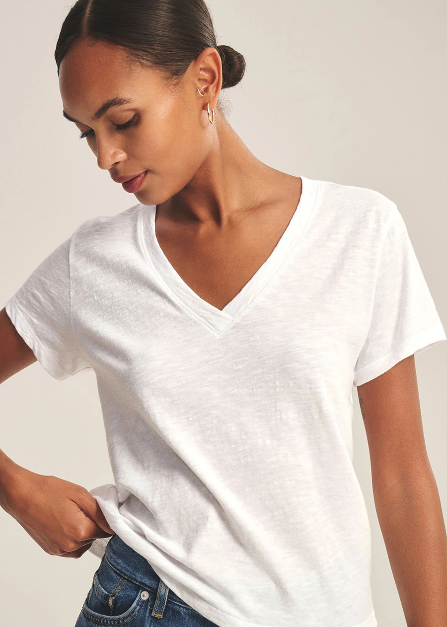 A timeless wardrobe staple, this tee updates a classic silhouette with a flattering V-neckline and subtle texture. Crafted from our signature cotton slub, it offers all-day comfort with a lived-in feel.&nbsp;&nbsp;