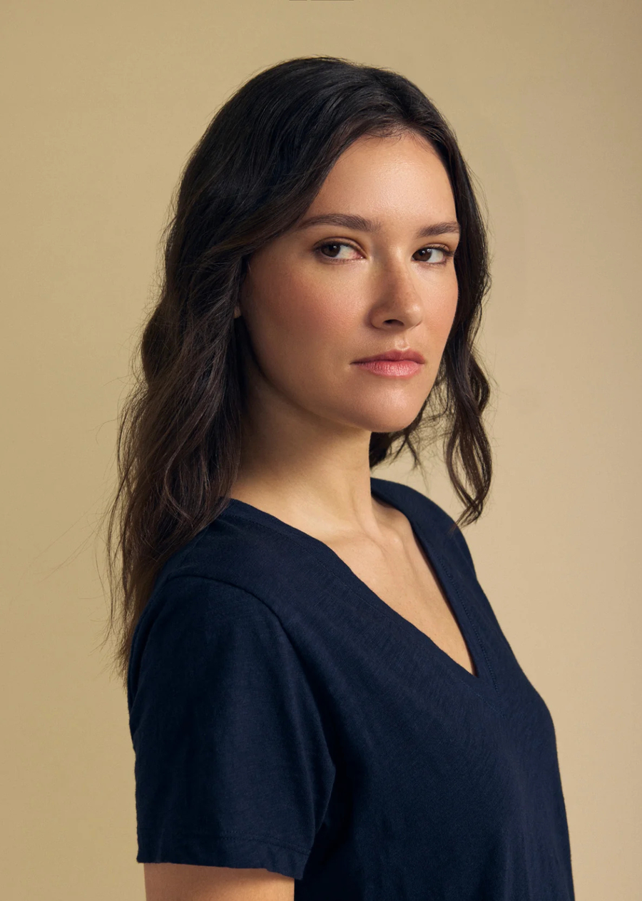 A timeless wardrobe staple, this tee updates a classic silhouette with a flattering V-neckline and subtle texture. Crafted from our signature cotton slub, it offers all-day comfort with a lived-in feel.&nbsp;&nbsp;