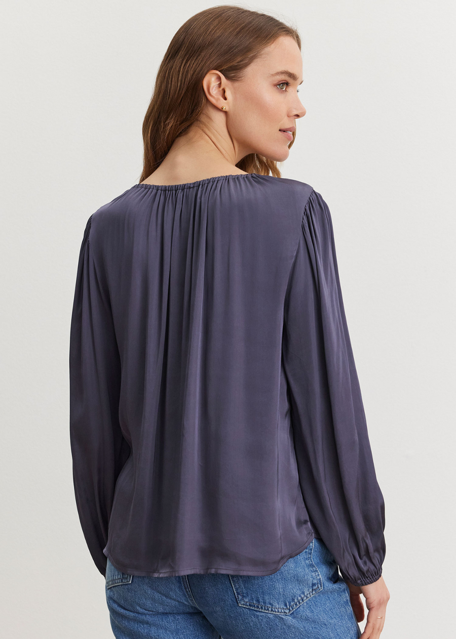 Velvet Riona Satin Viscose Button Top