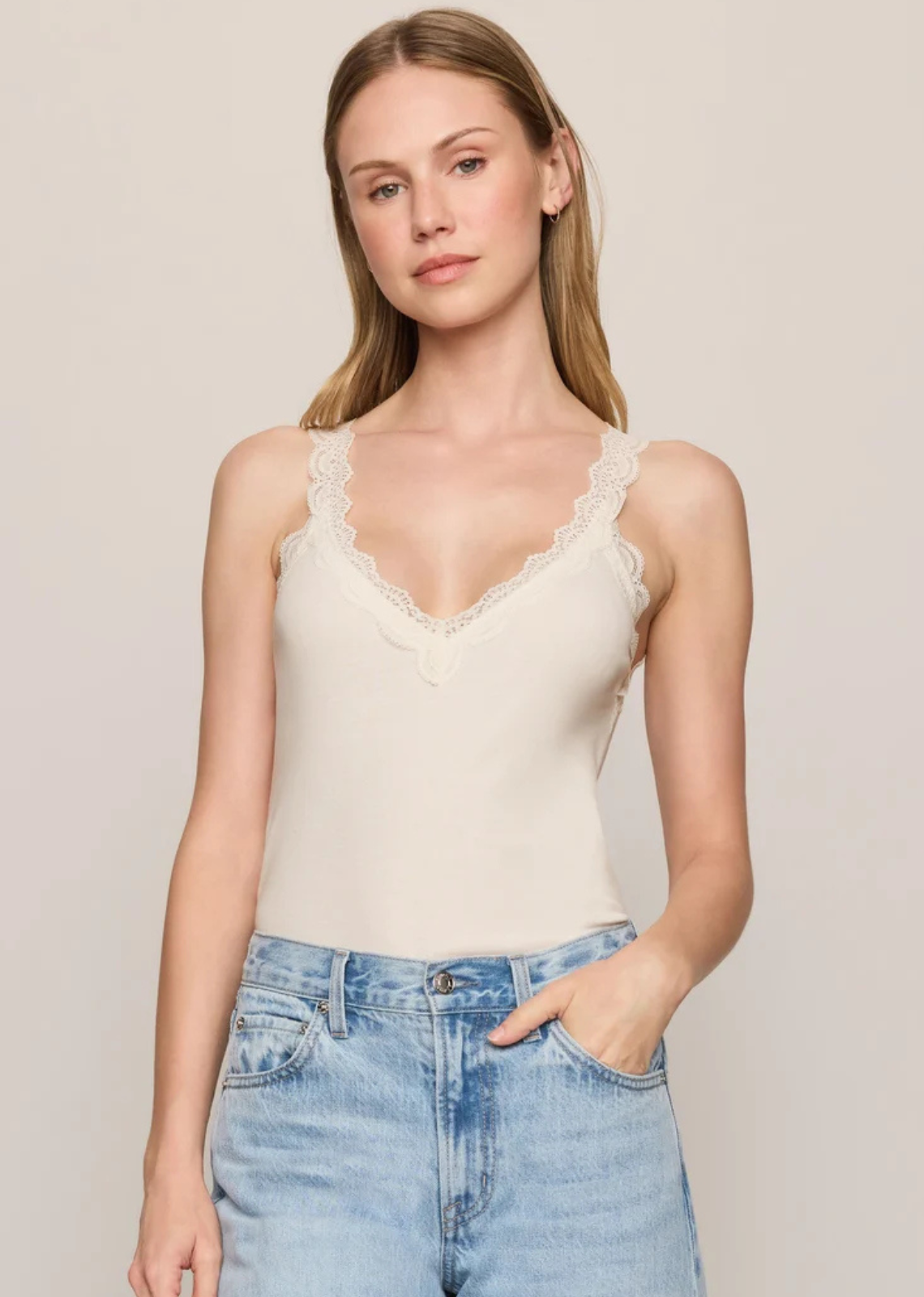 Z Supply Eve Lace Tank - Sandstone