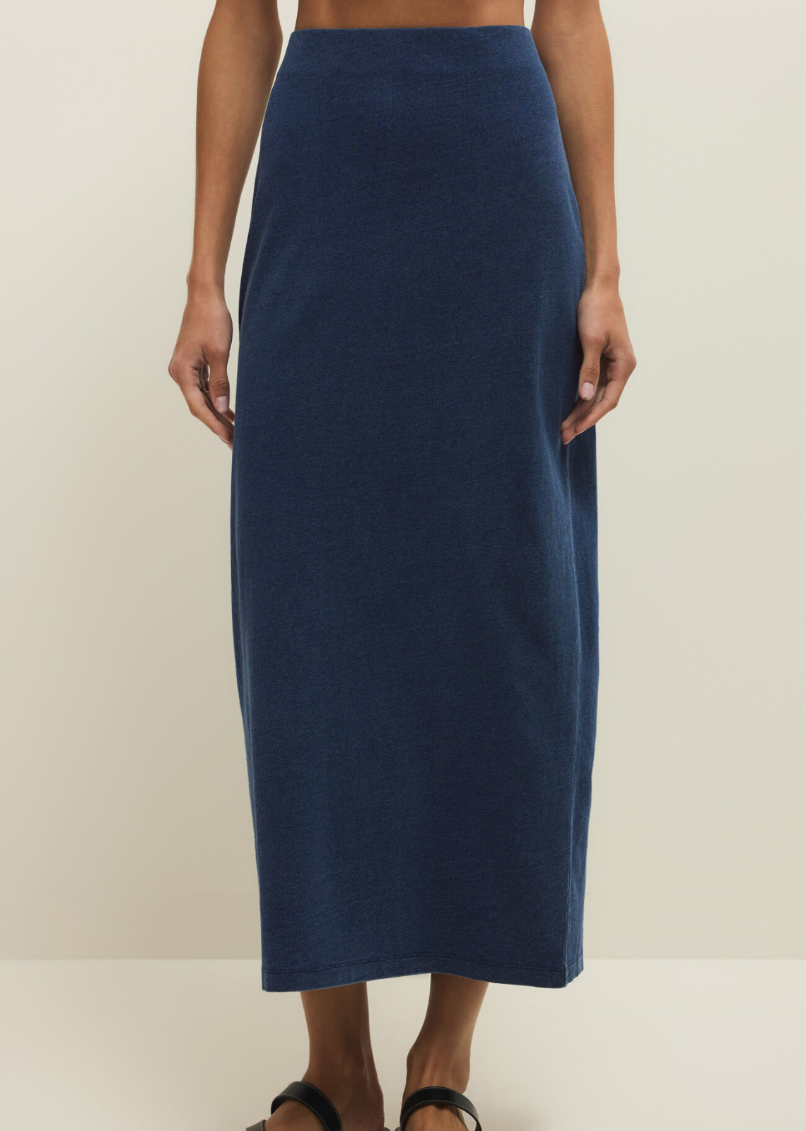 Z Supply Gail Jersey Denim Midi Skirt - Indigo