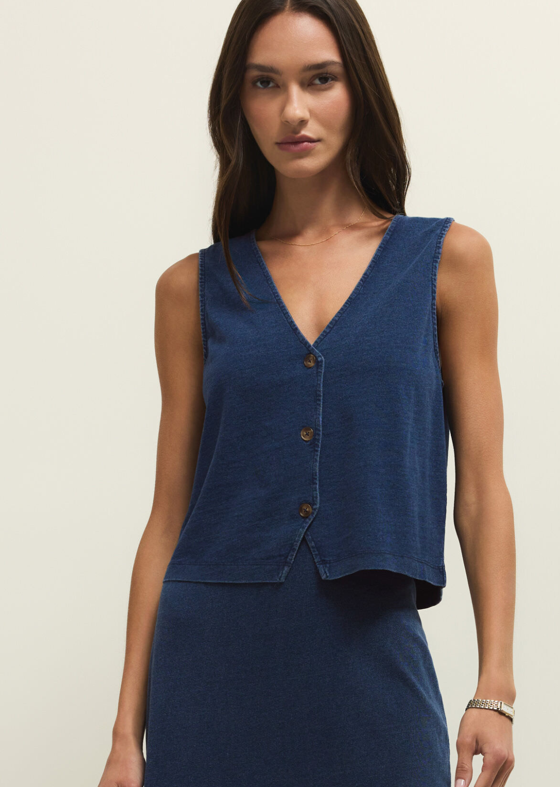 Z Supply Noelle Jersey Denim Top