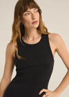 Z Supply Goodwin Midi Dress. Discover effortless style with our sleeveless crew neck midi dress, crafted from midweight soft modal rib fabric for ultimate comfort. Featuring a bra-friendly, body-skimming fit and a fuller skirt with a curved hem, this dress combines modern style with easy dressing for any occasion.