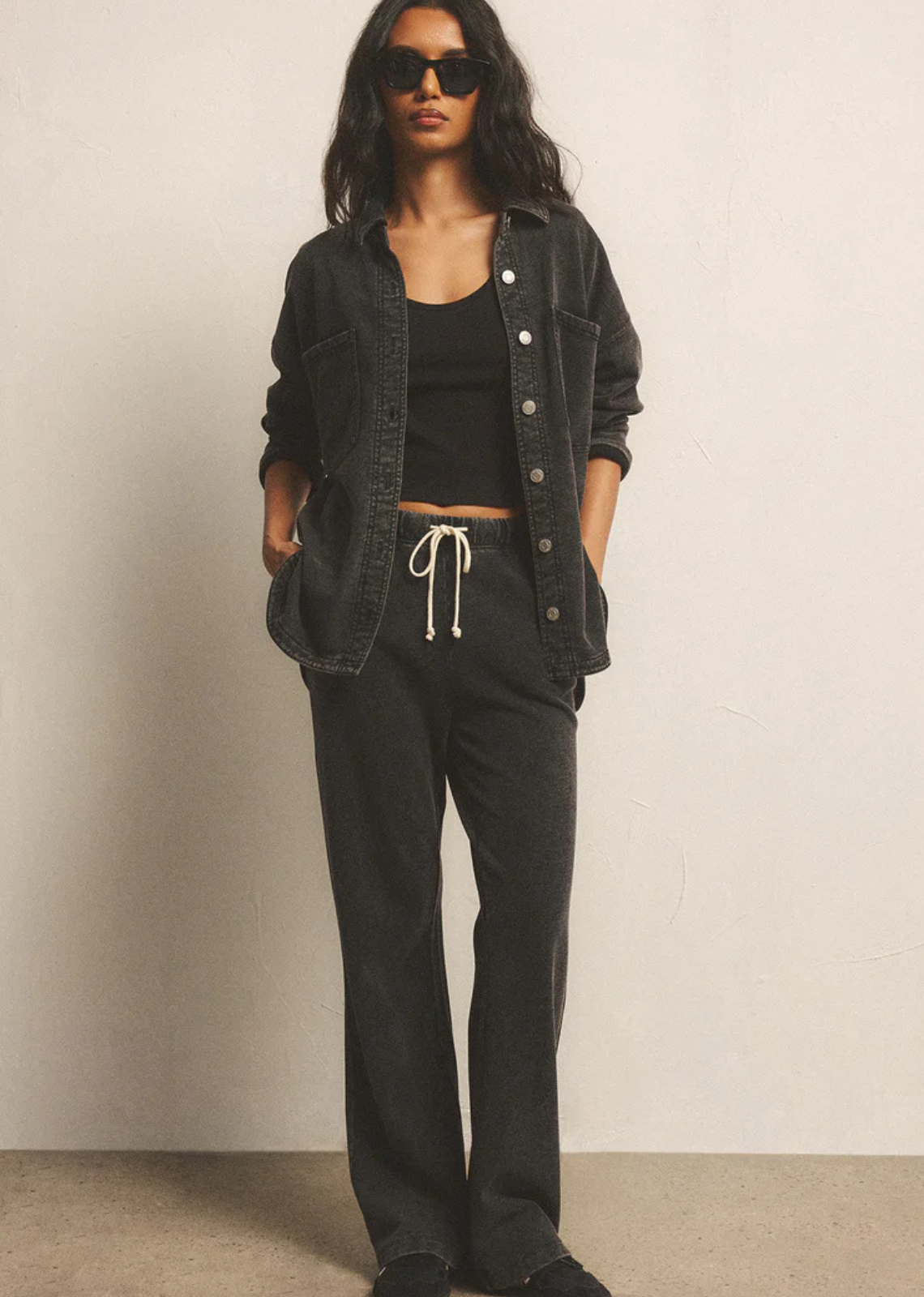 Z Supply All Day Knit Denim Jacket - Vintage Black